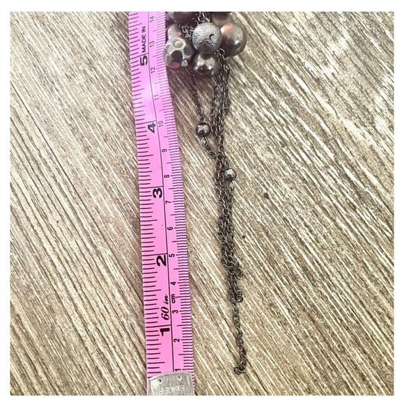 Long black chain beaded cluster necklace - Picture 10 of 12